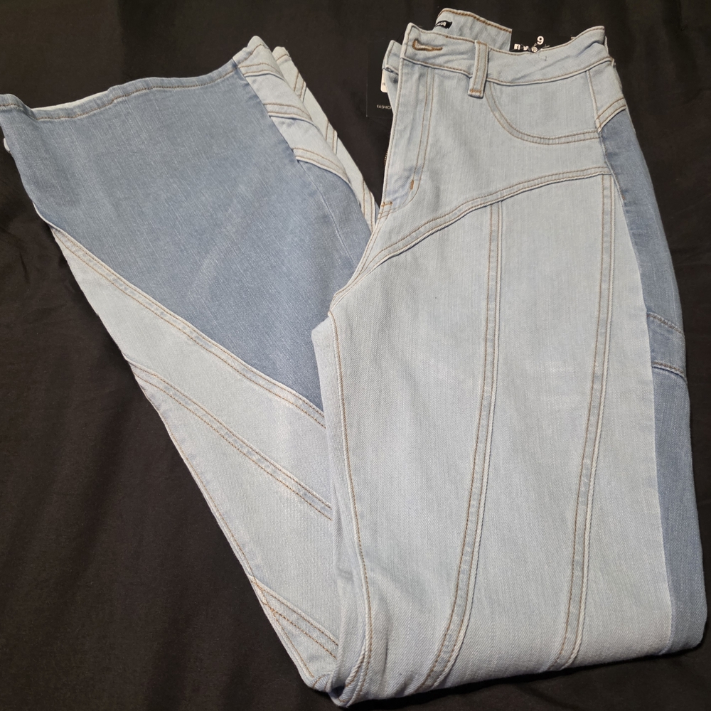 Fashion Nova Sky Blue Wide Leg Jeans